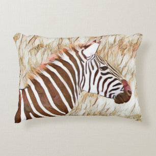 Rustikales Aquarelltier Zebra Dekokissen