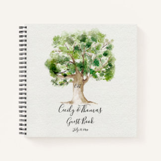 Rustikales Arboretum Oak Tree Monogram Guest Book Notizblock