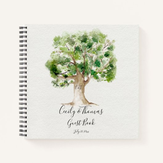 Rustikales Arboretum Oak Tree Monogram Guest Book Notizblock (Vorderseite)