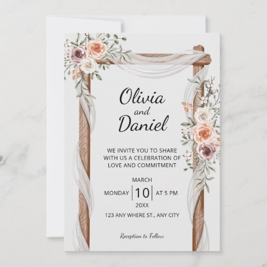 Rustikales Arkadengewässer | Boho Wedding Einladung (Vorderseite)