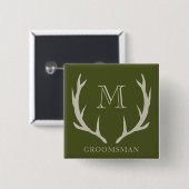 Rustikales Armee-Grün Geweih Individuelles Geschen Button (Vorne & Hinten)