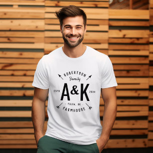 Rustikales Arrow-Monogram-Bauernhaus T-Shirt