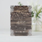 Rustikales Asche Brown Wood Lights Wedding RSVP Karte (Stehend Vorderseite)