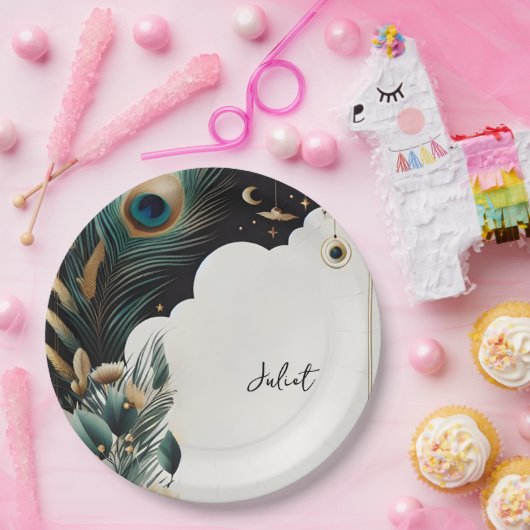 Rustikales Asian Sky Cloud Peacock Brautparty Pappteller (Party)