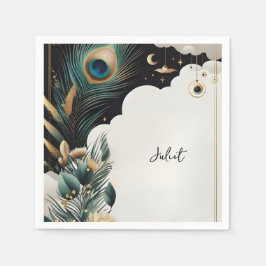 Rustikales Asian Sky Cloud Peacock Brautparty Serviette