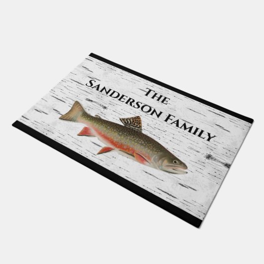 Rustikales Aspen Bark Foreut Fischer Lake House Fußmatte (Schrägansicht)