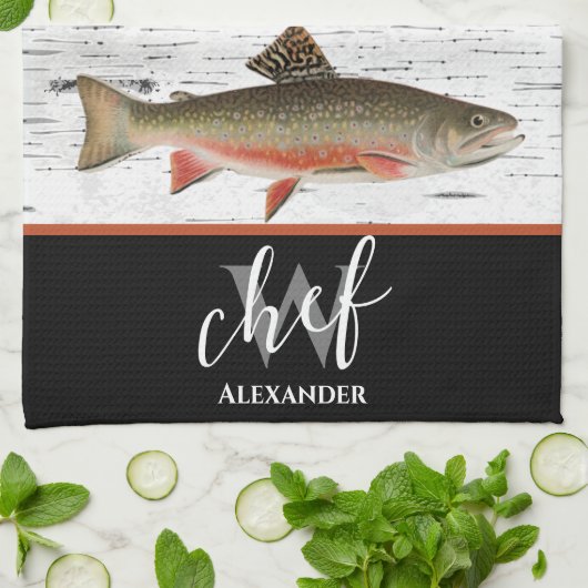 Rustikales Aspen Bark Foreut Fischer Lake House Geschirrtuch (Gefaltet)