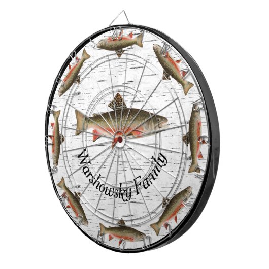 Rustikales Aspen Bark Foreut Fisherman Lake House  Dartscheibe (Vorderseite rechts)