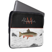 Rustikales Aspen Bark Foreut Fisherman Lake House Laptopschutzhülle (Vorne Rechts)