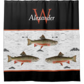 Rustikales Aspen Bark Trout Fisherman River Lake H Duschvorhang (Vorderseite)
