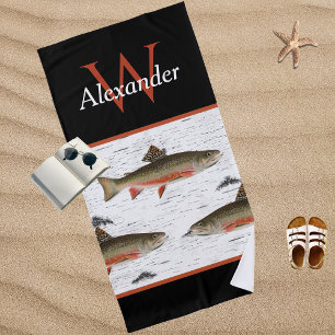 Rustikales Aspen Bark Trout Fisherman River Lake H Strandtuch