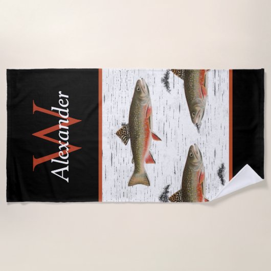 Rustikales Aspen Bark Trout Fisherman River Lake H Strandtuch (Vorderseite)