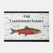 Rustikales Aspen Bark Trout Fishing Lake House Fußmatte (Vorderseite)
