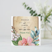 Rustikales Aussehen Aquarellblume Dankeskarte (Stehend Vorderseite)