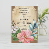 Rustikales Aussehen Aquarellblume Einladung (Stehend Vorderseite)