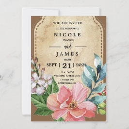 Rustikales Aussehen Aquarellblume Einladung