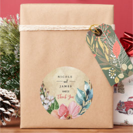 Rustikales Aussehen Aquarellblume Runder Aufkleber