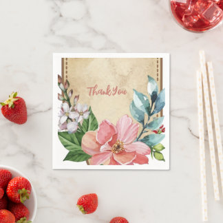 Rustikales Aussehen Aquarellblume Serviette