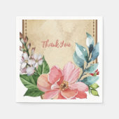 Rustikales Aussehen Aquarellblume Serviette (Vorderseite)