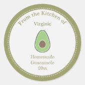 Rustikales Avocado & Guacamole Kraft Label Sticker (Vorderseite)