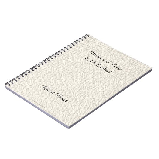 Rustikales B&B Gästebuch, Imitats White Burlap Notizblock (Linke Seite)