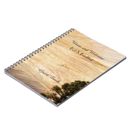 Rustikales B&B Gästebuch, Light Brown Stone with T Notizblock (Linke Seite)