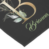 Rustikales B-Monogramm-Grünfolien-Eukalyptus-Gold Kurzer Tischläufer (Ecke)