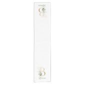 Rustikales B-Monogramm-Grünfolien-Eukalyptus-Gold Kurzer Tischläufer (Vorderseite)