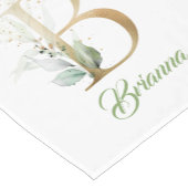 Rustikales B-Monogramm-Grünfolien-Eukalyptus-Gold Kurzer Tischläufer (Ecke)