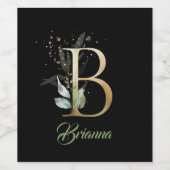 Rustikales B-Monogramm-Grünfolien-Eukalyptus-Gold Weinetikett (Einzelnes Label)