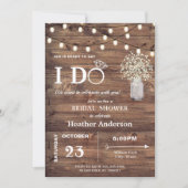 Rustikales Baby-Atem- und String-Lights-Brautparty Einladung (Vorderseite)