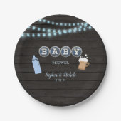 Rustikales Baby braut Blue Baby Dusche Pappteller (Vorderseite)