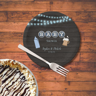 Rustikales Baby braut Blue Baby Dusche Pappteller