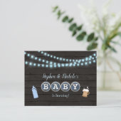 Rustikales Baby braut Blue Baby Dusche Postkarte (Stehend Vorderseite)