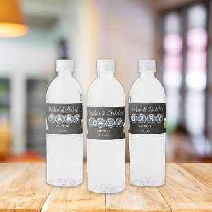 Rustikales Baby braut Blue Baby Dusche Wasserflaschenetikett