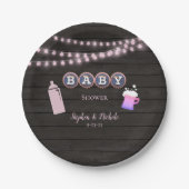 Rustikales Baby braut eine rosa Babydusche Pappteller (Vorderseite)