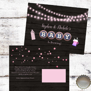 Rustikales Baby braut eine rosa Babydusche Postkarte