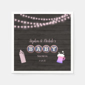 Rustikales Baby braut eine rosa Babydusche Serviette (Vorderseite)