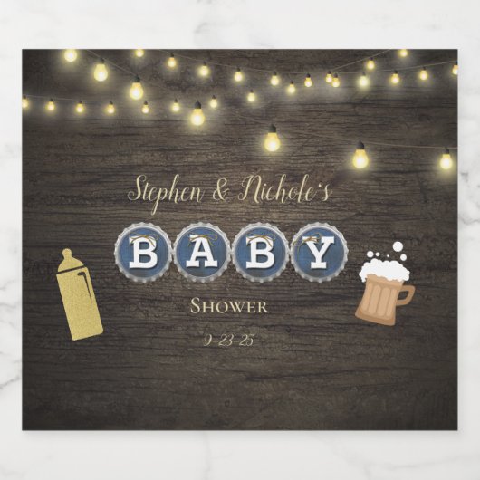 Rustikales Baby braut Gold Baby Dusche Bierflaschenetikett (Einzelnes Label)