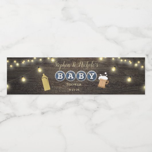 Rustikales Baby braut Gold Baby Dusche Wasserflaschenetikett (Einzelnes Label)