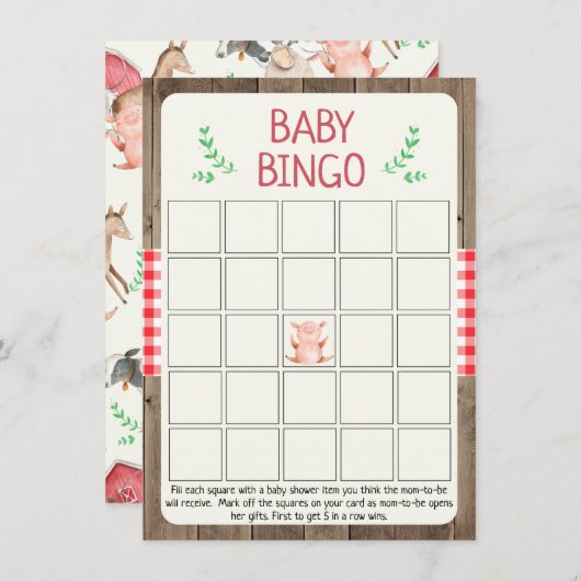 Rustikales Baby-Dusche Bing Game Einladung (Vorne/Hinten)