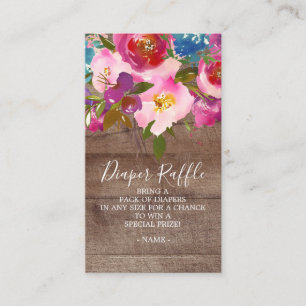 Rustikales Baby-Duschkabine-Windeln-Raffle-Ticket Begleitkarte