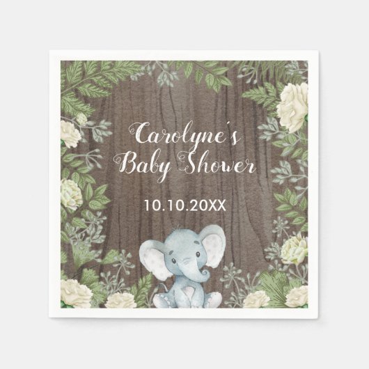 Rustikales Baby Elephant / botanische Vegetation / Serviette (Vorderseite)