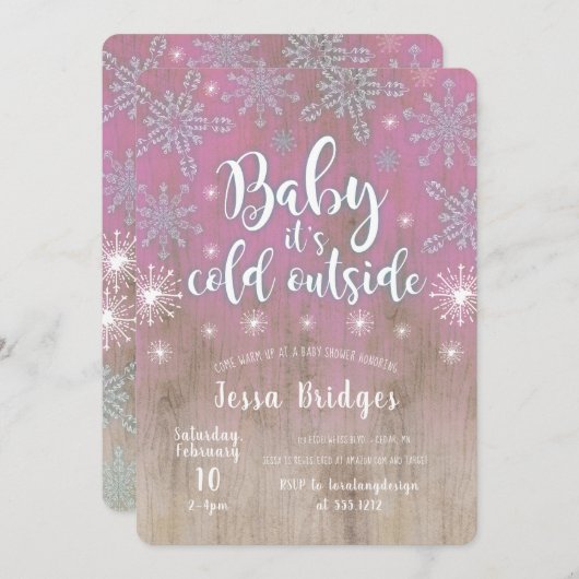 Rustikales Baby Es ist kalt draußen Dusche Einladu Einladung (Vorne/Hinten)
