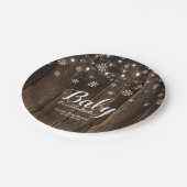 Rustikales Baby Es ist kalt draußen Winter Baby Du Pappteller (Schrägansicht)