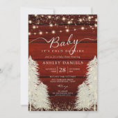 Rustikales Baby Es ist kalte Außendusche Einladung (Vorderseite)