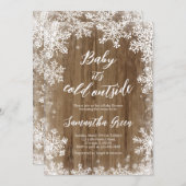 Rustikales Baby Es ist kalte Außendusche Einladung (Vorne/Hinten)