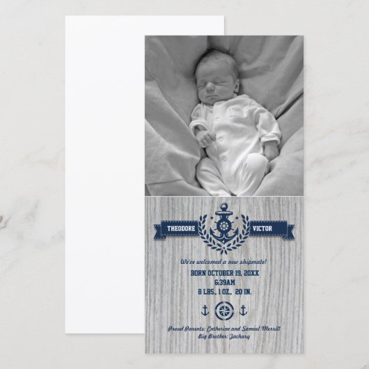 Rustikales Baby Geburt Ankündigung (Vorne/Hinten)