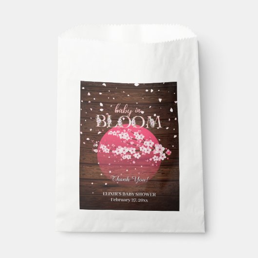 Rustikales Baby in Bloom Sakura Cherry Blossom Geschenktütchen (Vorderseite)