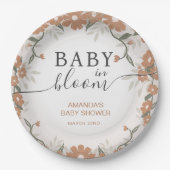 Rustikales Baby in der Blütendusche Pappteller (Vorderseite)